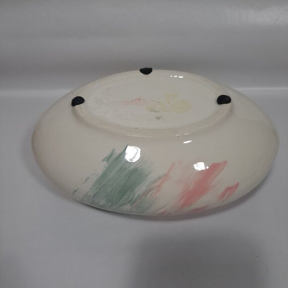 Hand-Painted Maurice California Pottery Oval Bowl Planter Pink Green Ceramic - Picture 10 of 17